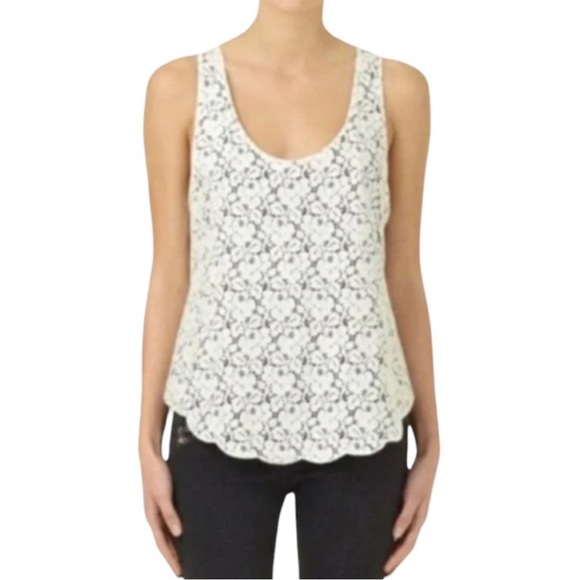 Aritzia Tops - Talula/Aritzia white lace blouse with black lining, size L, excellent condition